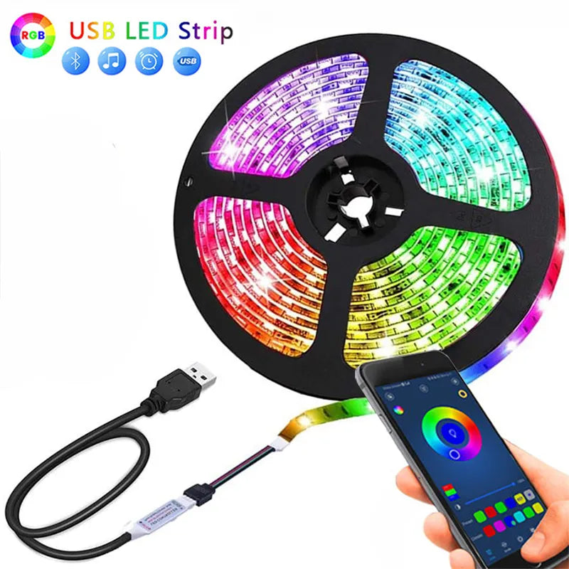 LED Strip Light Color USB RGB Tpae Bluetooth LED Strip Bedroom Decoration 5050 5m 10m 15m 20m 30m TV LED Backlight For Christmas