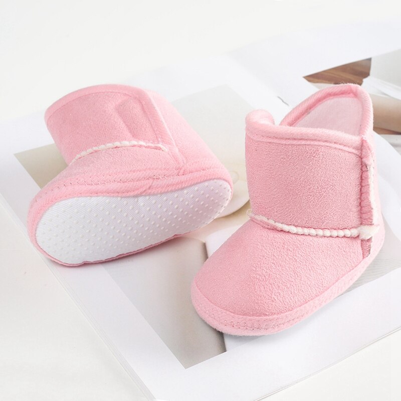 Winter Baby Shoes Booties Solid Warm Plus Velvet Anti-slip First Walkers Infant Crib Shoes Cotton Snow Boots